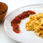 Scrambled eggs with fresh salsa